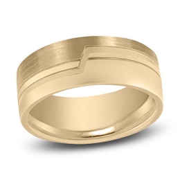 Men's Brushed & Matte Wedding Band 14K Yellow Gold 8mm