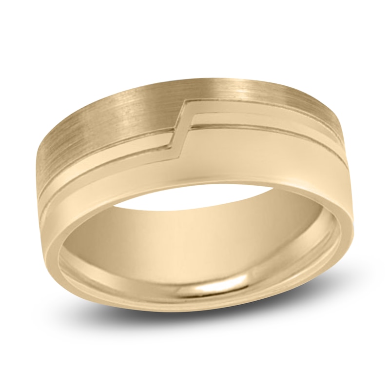 Main Image 1 of Men's Brushed & Matte Wedding Band 14K Yellow Gold 8mm