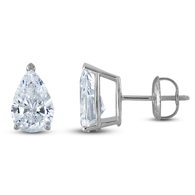 Pear-Shaped Lab-Created Diamond Solitaire Stud Earrings 1-1/2 ct tw 14K White Gold (F/SI2)
