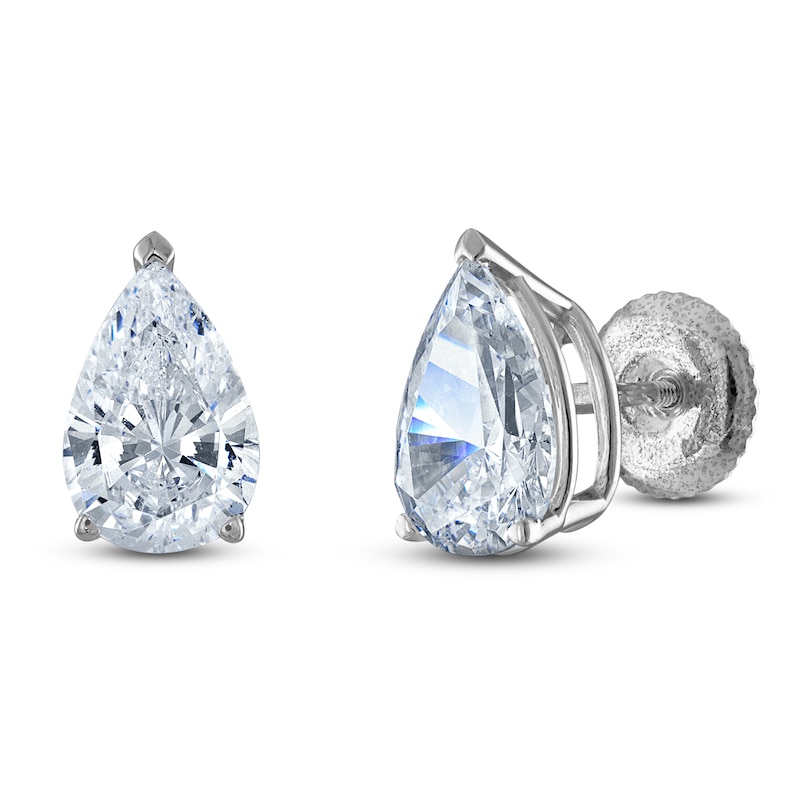 Pear-Shaped Lab-Created Diamond Solitaire Stud Earrings 1-1/2 ct tw 14K White Gold (F/SI2)