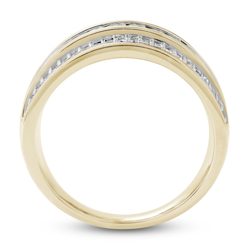 Main Image 3 of Men's Emerald-Cut & Round Diamond Anniversary Band 1-5/8 ct tw 14K Yellow Gold