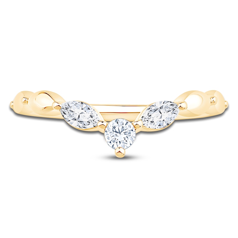 Main Image 3 of Round & Marquise-Cut Diamond Contour Ring 1/4 ct tw 14K Yellow Gold