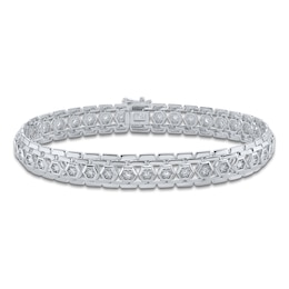 Men's Diamond Hexagon Link Bracelet 1 ct tw Sterling Silver 8.5&quot;