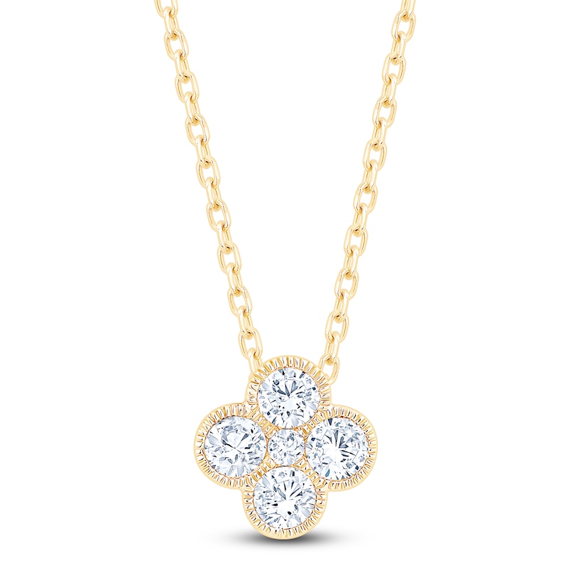 Main Image 1 of Diamond Clover Necklace 3/8 ct tw 10K Yellow Gold 18&quot;