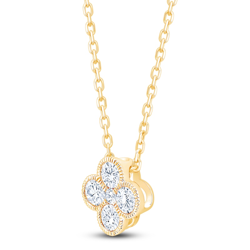 Main Image 3 of Diamond Clover Necklace 3/8 ct tw 10K Yellow Gold 18&quot;