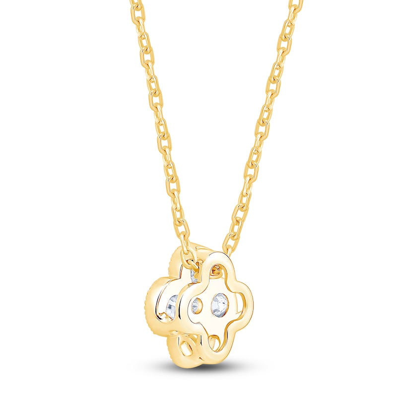 Main Image 4 of Diamond Clover Necklace 3/8 ct tw 10K Yellow Gold 18&quot;