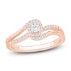 Thumbnail Image 1 of Diamond Bypass Halo Promise Ring 1/4 ct tw 10K Rose Gold