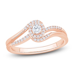 Diamond Bypass Halo Promise Ring 1/4 ct tw 10K Rose Gold