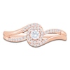 Thumbnail Image 3 of Diamond Bypass Halo Promise Ring 1/4 ct tw 10K Rose Gold