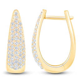 Brilliant Moments Diamond Tapered Hoop Earrings 1 ct tw 14K Yellow Gold