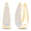 Thumbnail Image 2 of Brilliant Moments Diamond Tapered Hoop Earrings 1 ct tw 14K Yellow Gold