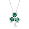 Thumbnail Image 0 of Heart-Shaped Lab-Created Emerald & White Lab-Created Sapphire Necklace Sterling Silver 18"