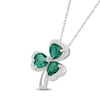 Thumbnail Image 1 of Heart-Shaped Lab-Created Emerald & White Lab-Created Sapphire Necklace Sterling Silver 18"