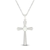 Thumbnail Image 0 of Oval-Cut Lab-Created Opal Cross Necklace Sterling Silver 18"