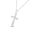 Thumbnail Image 1 of Oval-Cut Lab-Created Opal Cross Necklace Sterling Silver 18"