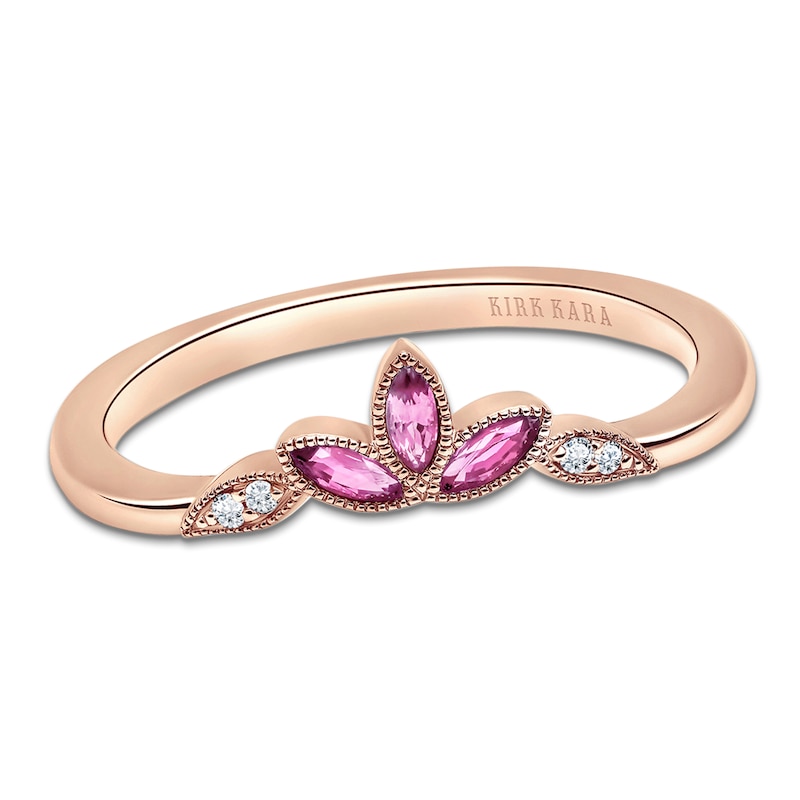 Main Image 1 of Kirk Kara Marquise-Cut Natural Pink Sapphire & Diamond Accent Wedding Band 18K Rose Gold