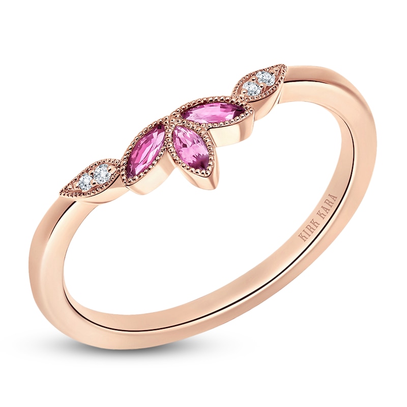 Main Image 2 of Kirk Kara Marquise-Cut Natural Pink Sapphire & Diamond Accent Wedding Band 18K Rose Gold