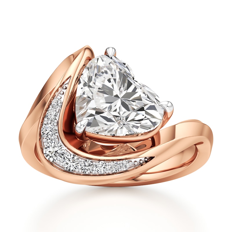 Main Image 1 of J'Lure Heart Brilliant-Cut Lab-Created Diamond Engagement Ring 3 ct tw 18K Rose Gold