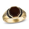 Thumbnail Image 1 of 1933 by Esquire Men's Natural Tiger's Eye Quartz & Black Diamond Ring 1/4 ct tw 14K Yellow Gold-Plated Sterling Silver