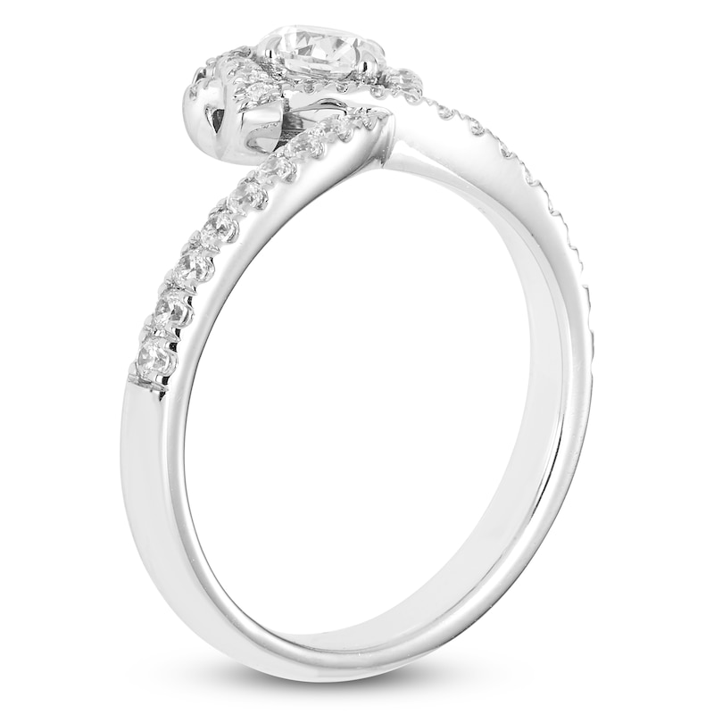 Main Image 2 of Unspoken Round-Cut Diamond Halo Ring 3/4 ct tw 14K White Gold