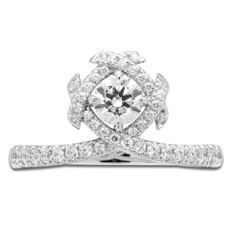 Main Image 3 of Unspoken Round-Cut Diamond Halo Ring 3/4 ct tw 14K White Gold