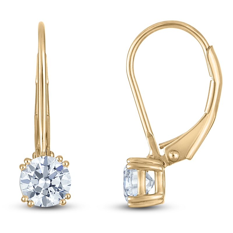 Main Image 1 of Round-Cut Lab-Created Diamond Solitaire Drop Earrings 1/2 ct tw 14K Yellow Gold (SI2/F)