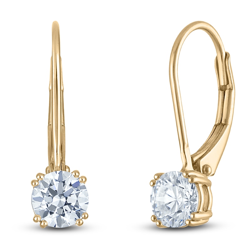 Main Image 2 of Round-Cut Lab-Created Diamond Solitaire Drop Earrings 1/2 ct tw 14K Yellow Gold (SI2/F)