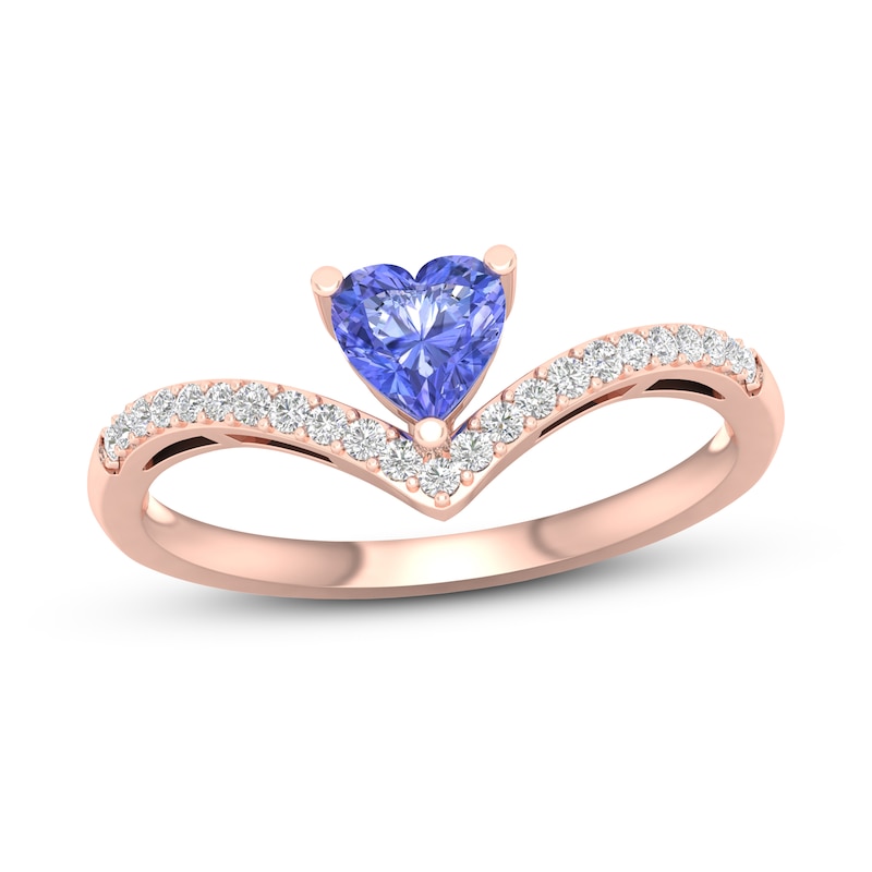 Main Image 1 of Natural Tanzanite Ring 1/10 ct tw Diamonds 10K Rose Gold