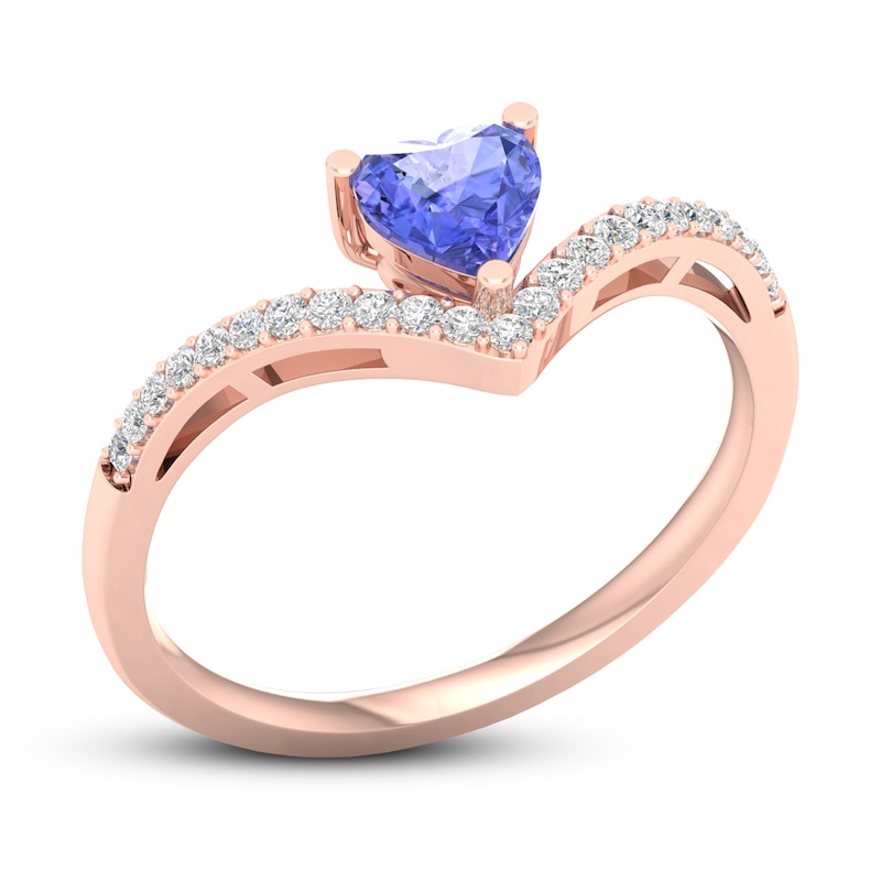 Main Image 4 of Natural Tanzanite Ring 1/10 ct tw Diamonds 10K Rose Gold