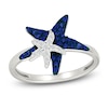 Thumbnail Image 1 of Blue & White Lab-Created Sapphire Starfish Ring Sterling Silver