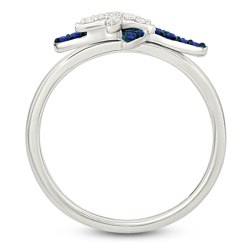 Main Image 4 of Blue & White Lab-Created Sapphire Starfish Ring Sterling Silver