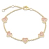 Thumbnail Image 1 of Pink Lab-Created Sapphire Pavé Heart Bracelet 10K Yellow Gold 7&quot;