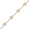 Thumbnail Image 2 of Pink Lab-Created Sapphire Pavé Heart Bracelet 10K Yellow Gold 7&quot;