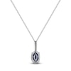 Thumbnail Image 5 of Oval-Cut Natural Blue Sapphire and Diamond Necklace 1/20 ct tw 14K White Gold 17&quot;