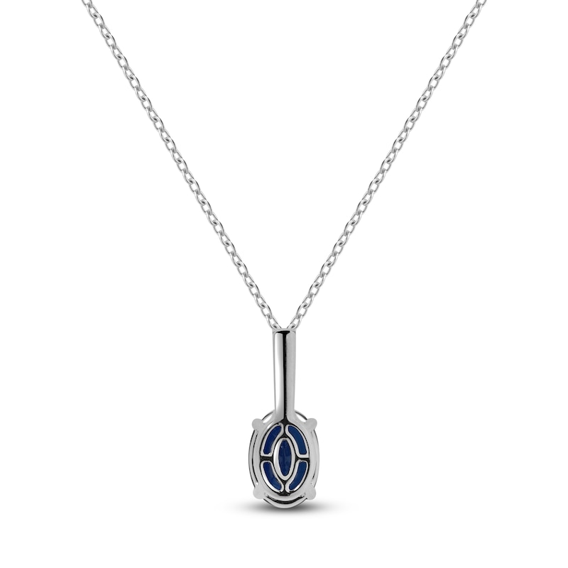 Main Image 5 of Oval-Cut Natural Blue Sapphire and Diamond Necklace 1/20 ct tw 14K White Gold 17&quot;