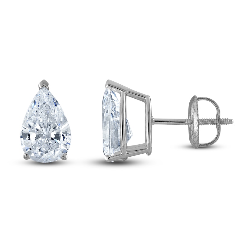 Pear-Shaped Lab-Created Diamond Solitaire Stud Earrings 3/4 ct tw 14K White Gold (F/SI2)