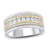 Thumbnail Image 1 of Men's Certified Diamond Three-Row Coin Edge Wedding Band 1-1/4 ct tw 14K Two-Tone Gold