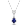 Thumbnail Image 0 of Pear-Shaped Natural Blue Sapphire & Diamond Drop Necklace 1/4 ct tw 14K White Gold 18"