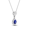 Thumbnail Image 1 of Pear-Shaped Natural Blue Sapphire & Diamond Drop Necklace 1/4 ct tw 14K White Gold 18"