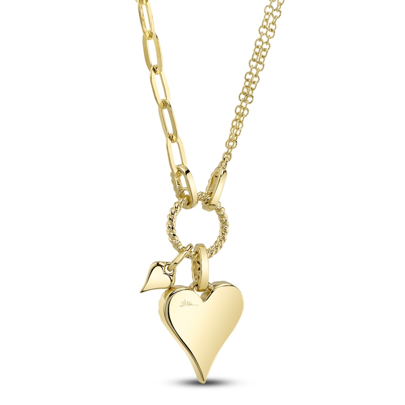 Main Image 3 of Shy Creation Mother-of-Pearl Heart Necklace 1/8 ct tw Diamonds 14K Yellow Gold 18&quot; SC55023860V5