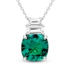 Thumbnail Image 0 of Cushion-Cut Lab-Created Emerald & Baguette-Cut White Lab-Created Sapphire Necklace Sterling Silver 18"