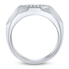 Thumbnail Image 2 of Men's Multi-Diamond Octagon Angled Ring 3/8 ct tw Sterling Silver