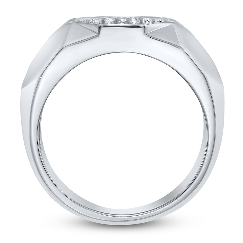 Main Image 2 of Men's Multi-Diamond Octagon Angled Ring 3/8 ct tw Sterling Silver