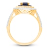 Thumbnail Image 1 of Kallati Oval-Cut Natural Blue Sapphire & Diamond Ring 1/4 ct tw 14K Yellow Gold