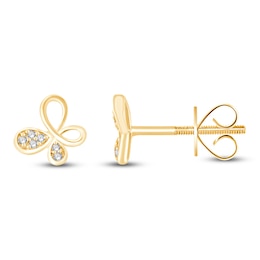 Children's Butterfly Stud Earrings 1/20 ct tw 14K Yellow Gold