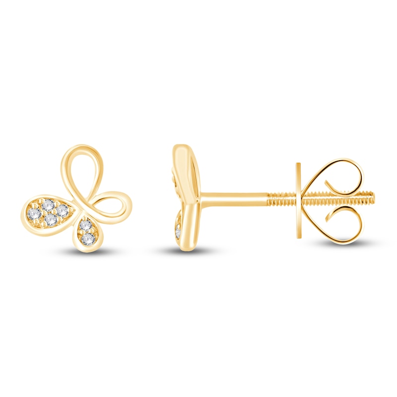 Main Image 1 of Children's Butterfly Stud Earrings 1/20 ct tw 14K Yellow Gold