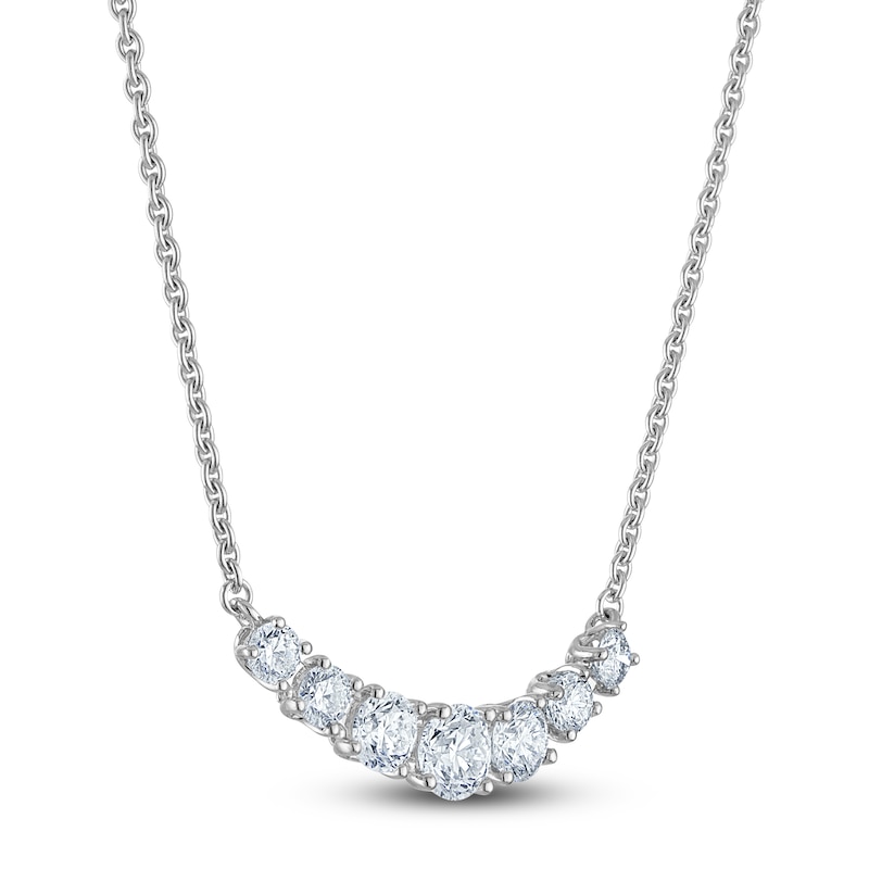 Blue Nile X Jared Diamond Graduated Smile Necklace 1 ct tw 14K White Gold 18"