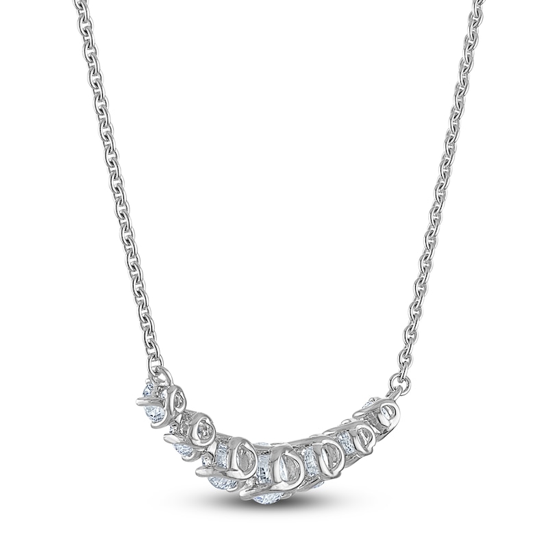 Blue Nile X Jared Diamond Graduated Smile Necklace 1 ct tw 14K White Gold 18"