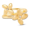 Thumbnail Image 1 of Italia D'Oro Satin-Finish Flower Bypass Ring 14K Yellow Gold