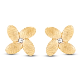 Italia D'Oro Satin-Finish Flower Stud Earrings 14K Yellow Gold